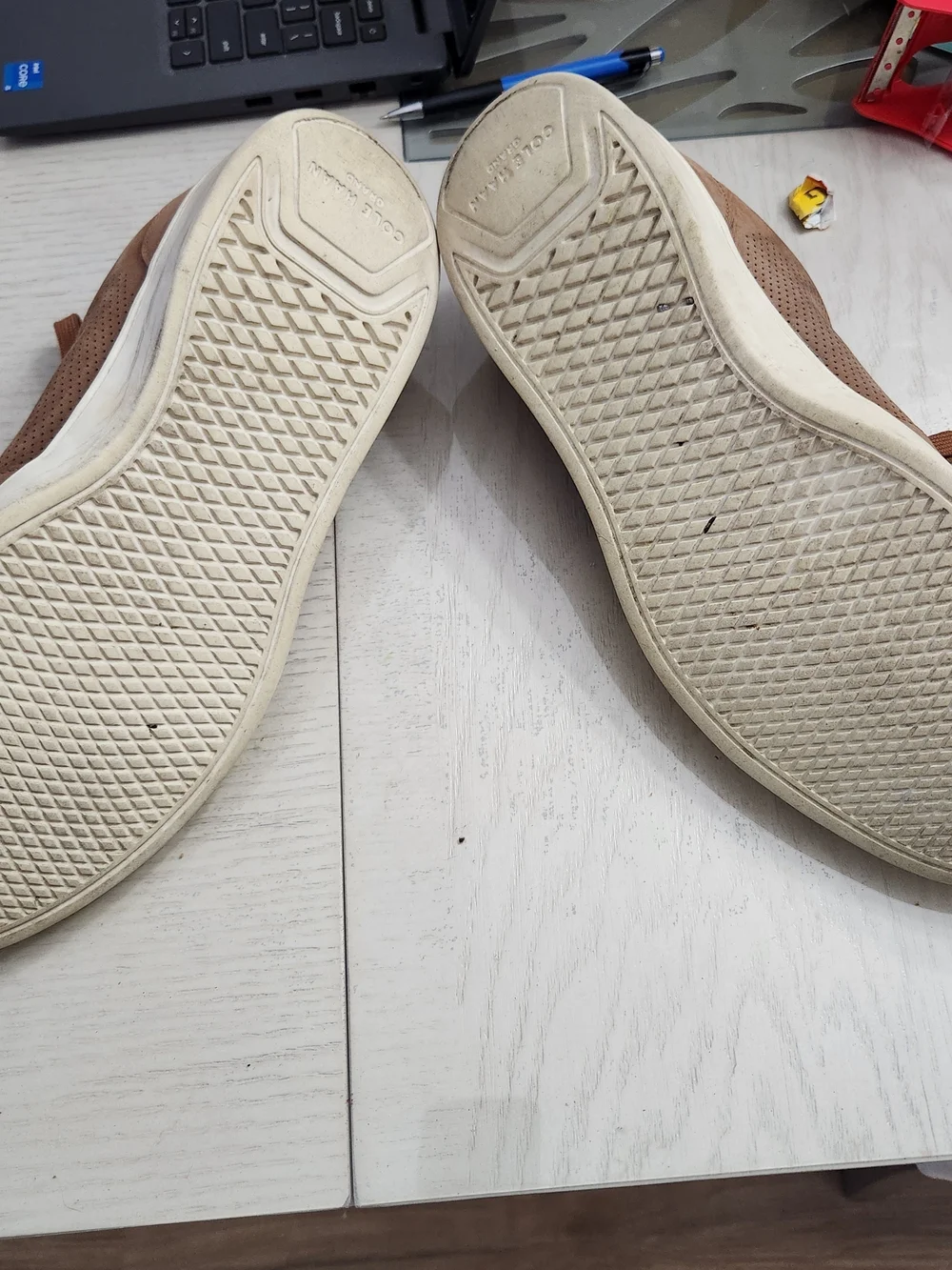 Cole Haan Men’s Tan Perforated Leather Lace-Up Sneakers - 13w